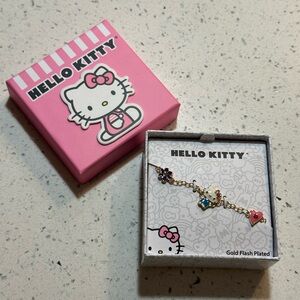 NWT Gold Plated Bracelet with Charm Pendants, 6.5 + 1" by Hello Kitty NEW